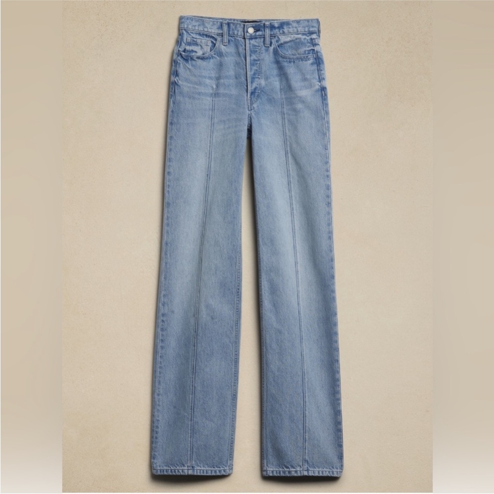 NWT BANANA REPUBLIC THE PINTUCK JEAN Wide High Rise in Light Wash 29 - Picture 5 of 12